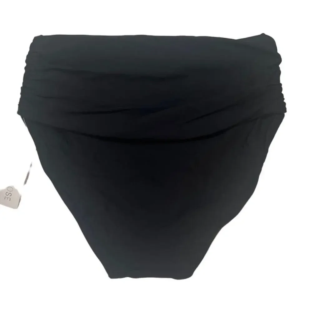 Ruched High Cut Bikini Bottom Black NWT Size S - Picture 2 of 4